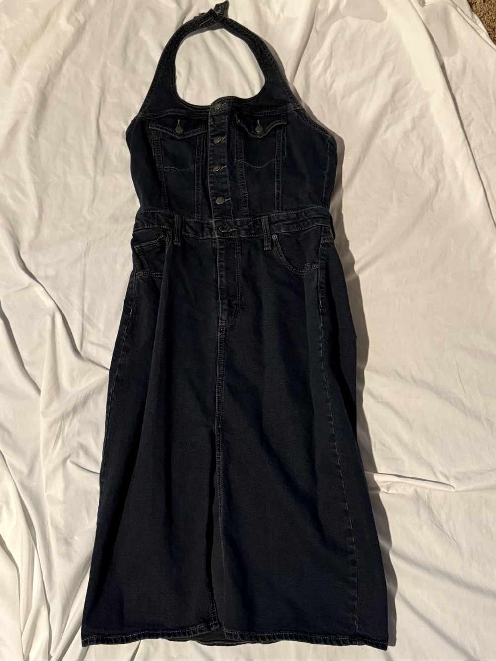 Universal Thread Black Denim Halter Maxi Dress